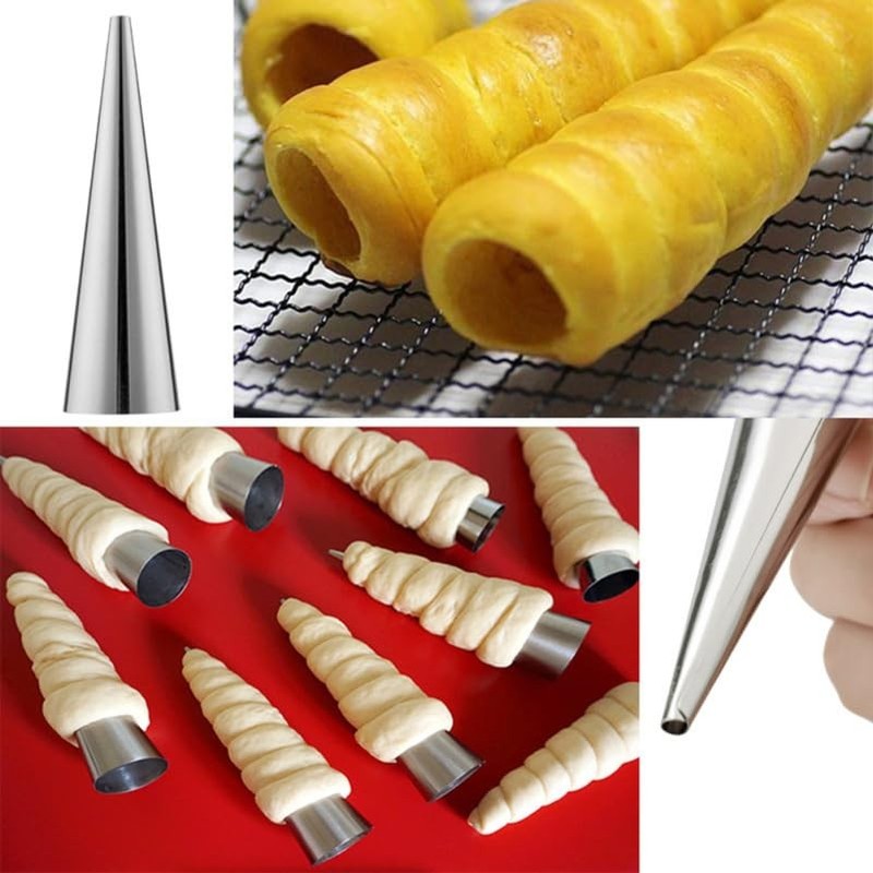 16 PCS Stainless Steel Pastry Cream Horn Molds Cannoli Tubes Small Cones Set gallery