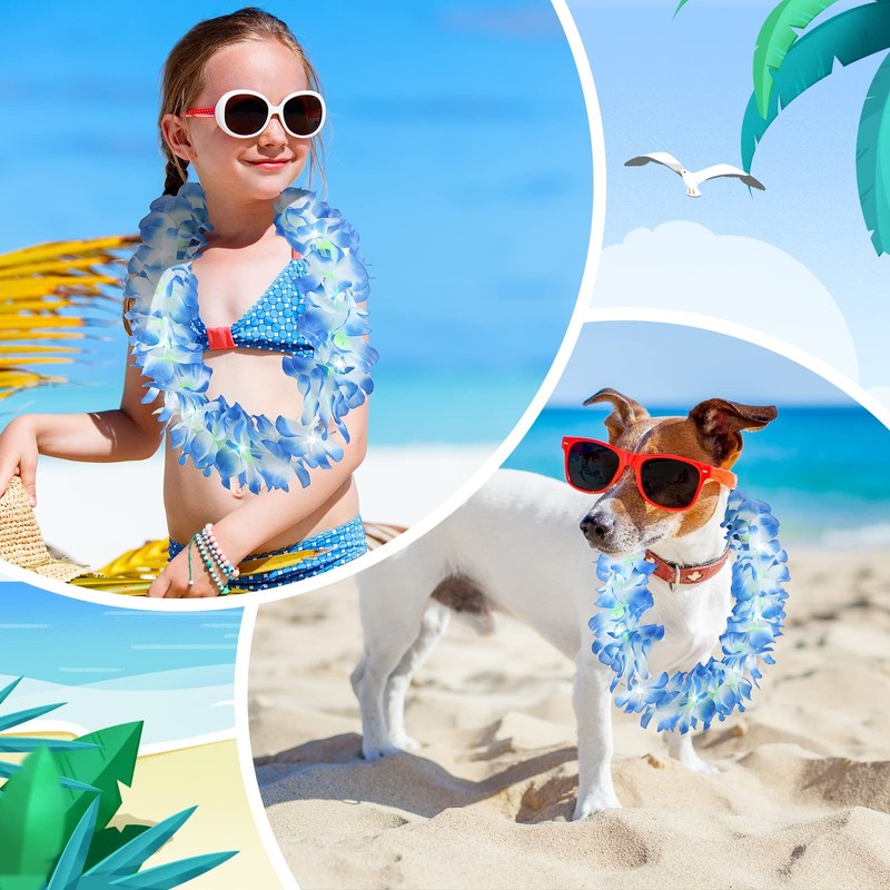 Sherr 48 Pcs Led Hawaiian Leis Light Up Flower Leis Necklace Led Lights Luau gallery