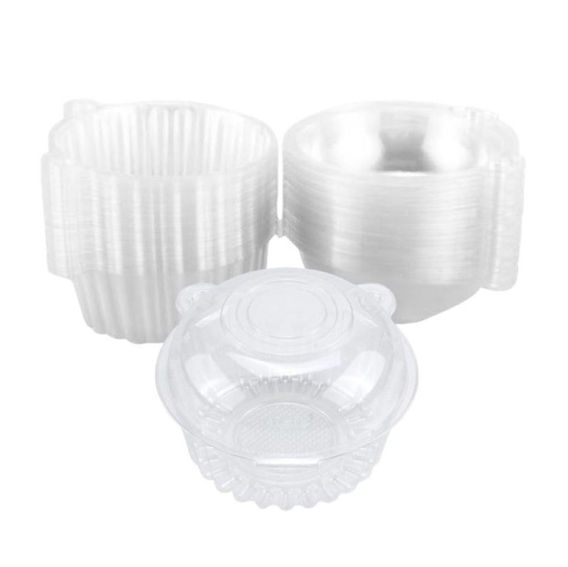 50 Pack Plastic Single Individual Cupcake Muffin Dome Holders Cases Boxes Cup...