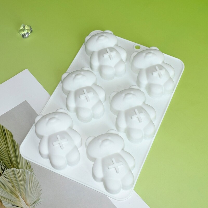 Grade Silicone Cake Mold for Baking Enthusiasts 6 Grids Bear Fondant Mould gallery