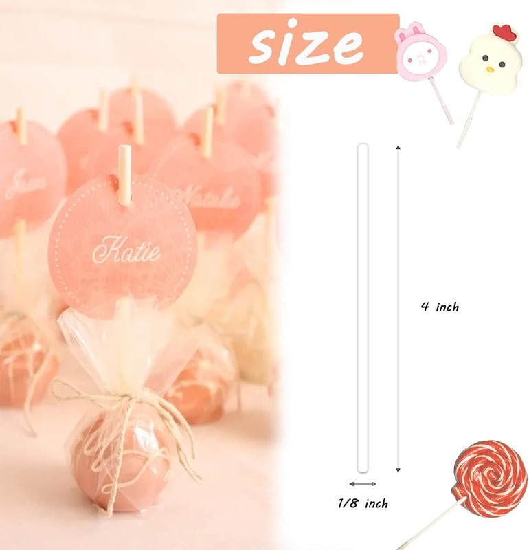 500 Pcs 4-Inch White Lollipop Sticks,Cake Pops Sticks,Paper Treat Sticks Sucker gallery
