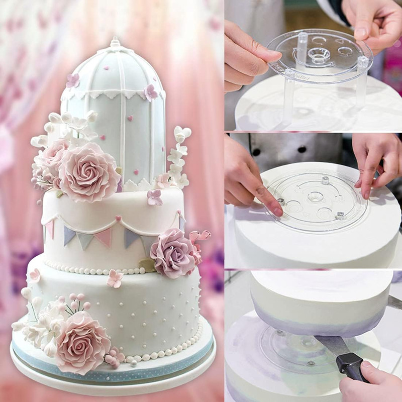 20 Plastic Cake Sticks Support Rods and 12 Clear Cake Stacking Dowels with 4 Cak gallery