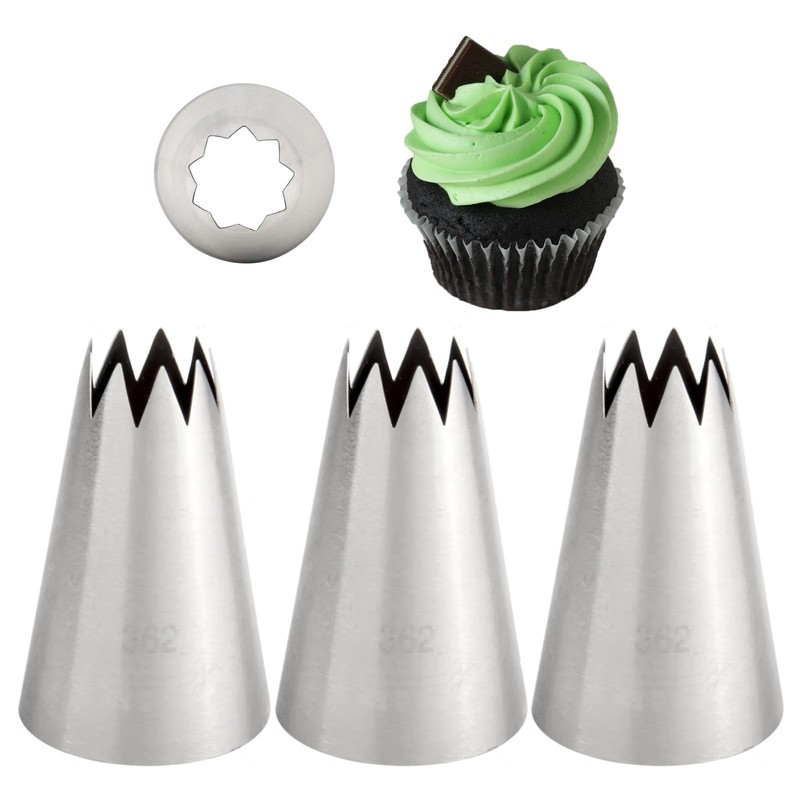 Extra Large Open Star Piping Tip Churros Eclairs Pastry Decorating 3 PCS