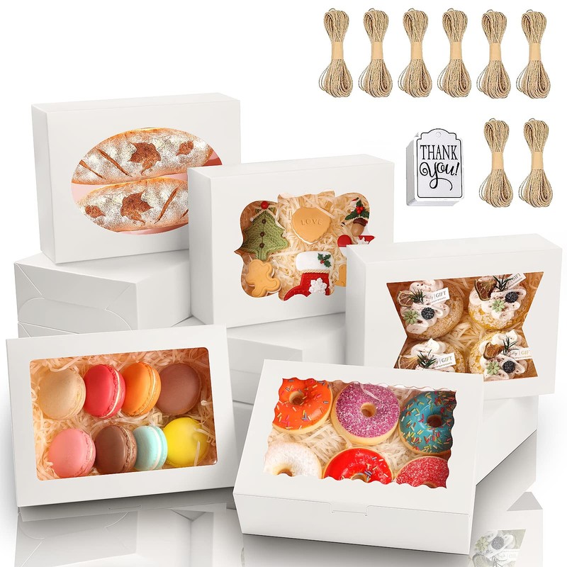 65 PCS 8x6x2.5 Inch Cookie Boxes with Window White Bakery Boxes Pastry Boxes …