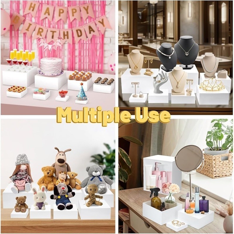 8 Pcs Buffet Food Risers 11" Acrylic Dessert Cupcake Table Stands White Fruit gallery