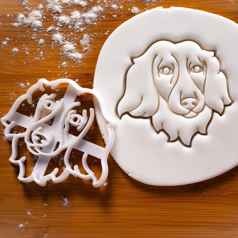 Long Haired Dachshund Face Cookie Cutter – sausage dog treats wiener weenie cake