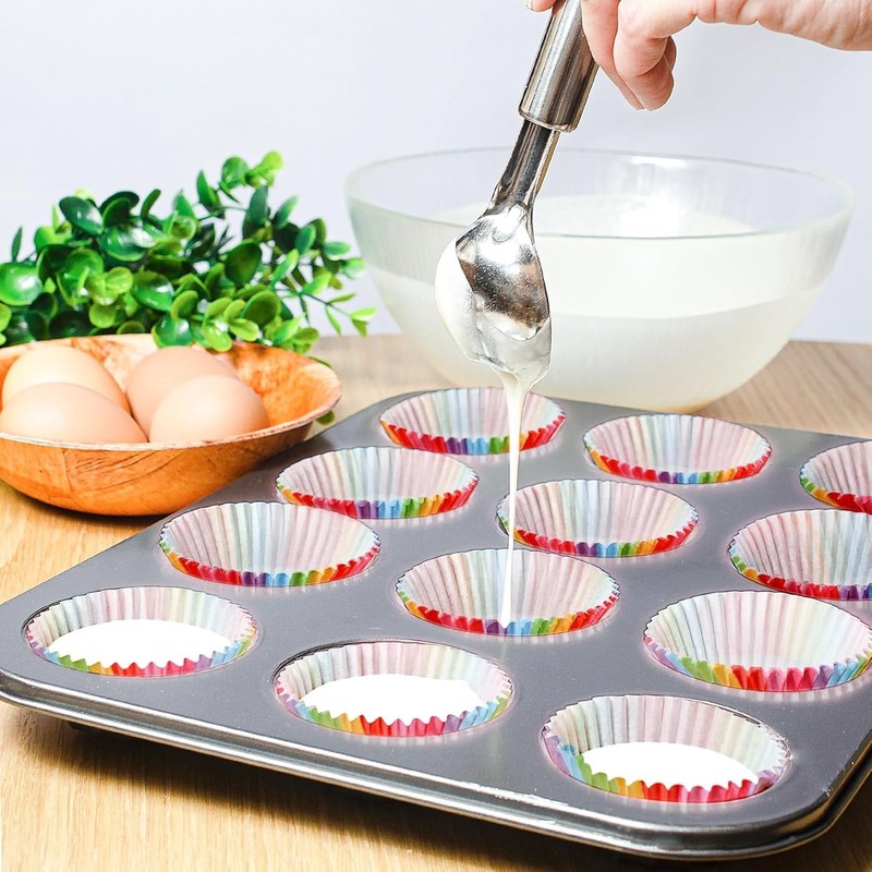 100 Rainbow Cupcake Liners Nonstick Muffin Baking Cups for Party & Wedding gallery