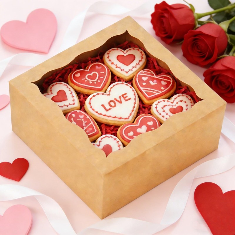 50 Pack Cookie Boxes 6x6x3 Inch Bakery Boxes with Window Treat Box Dessert Bo... gallery