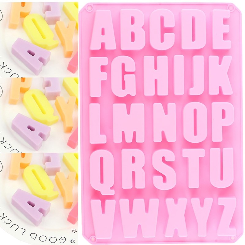 26 Cavities Silicone Letter Molds Alphabet Template Molds for Chocolate Candy