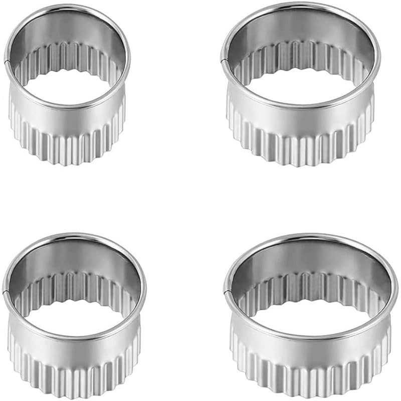 Stainless Steel Cookie Cutters Set of 4, Fluted Edge Round Pastry Cutters(Siz... gallery