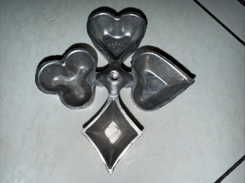 Vintage Rosette Iron Cookie Mold Set of 3 w/ Handle Cast Aluminum Pastry -Japan gallery