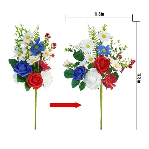 4 Bundles Patriotic Artificial Flowers, 4th of July Red White and Blue 4 PCS gallery