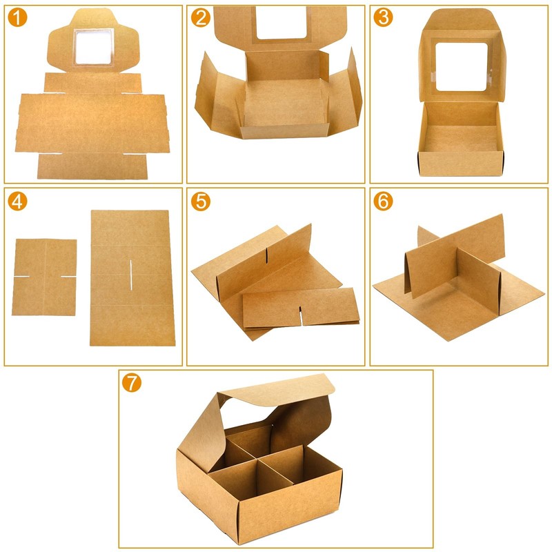 40 Pack Brown Bakery Boxes with Window and Dividers, 6 x 6 Inch Mini Pastry B... gallery