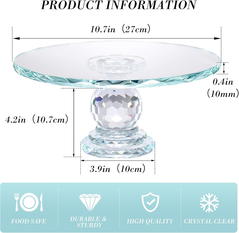 Crystal Glass Cake Stand, 11'' Cake Display Stand, Crystal Glass Fruit Plate, Cl gallery