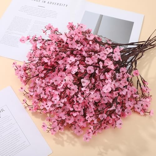 21 Stems Babys Breath Artificial Flowers, 5 Branches Per Stem Spring Decor Pink gallery