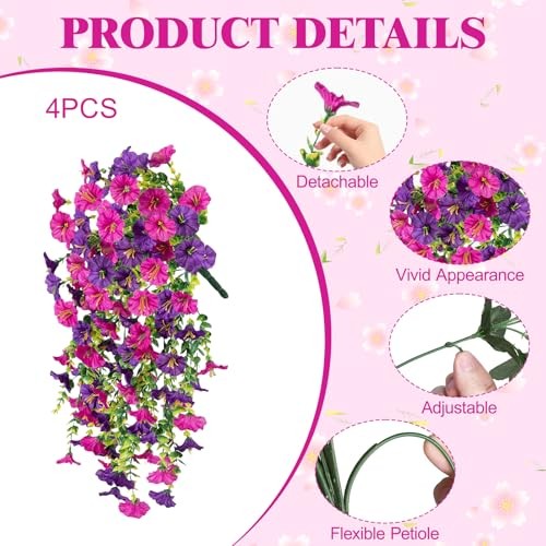 Bougainvillea Artificial Hanging Flowers Plants for Outdoors Pink + Purple gallery