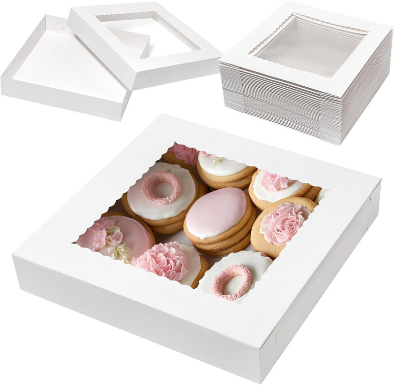 20Pcs 14X14X2.5 Bakery Boxes with Window Pie Boxes for Pastry Baking Cake, Cupca gallery