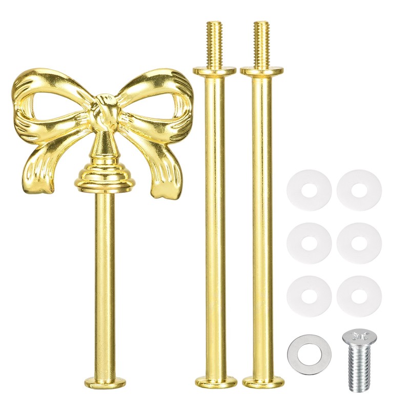 2 Sets Cake Tray Stand Handle Plate Hardware Fitting, 3-Tiers Bow-Knot Gold