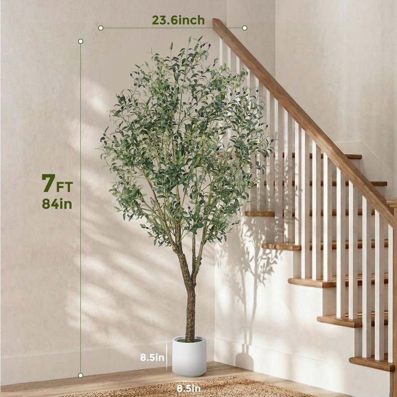 Jocoevol Artificial Olive Tree 7Ft Indoor Fake Silk Plant Realistic Trunk gallery