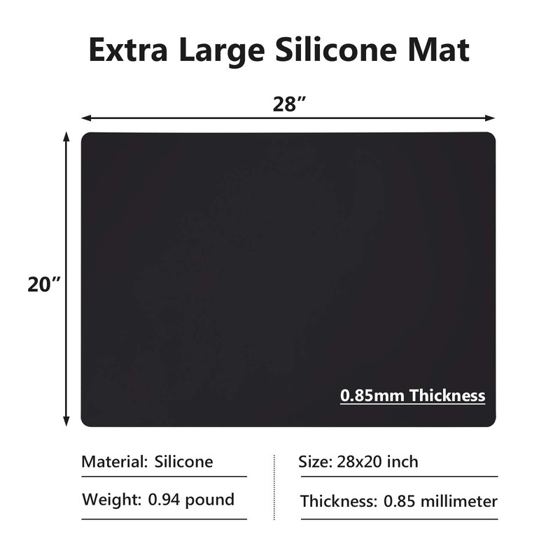 Gartful Extra Large Silicone Mats for Countertop, XL-28" x 20"x 0.03", Black gallery