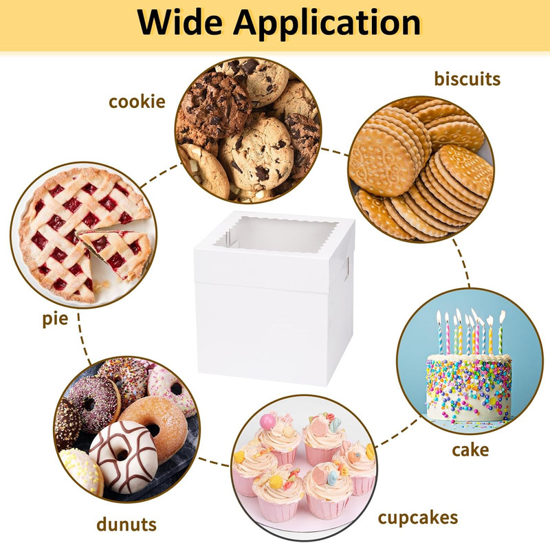 5 Pack Cake Boxes 8 Inch, Bakery Containers with Large Window, 8 Inch White Cake gallery