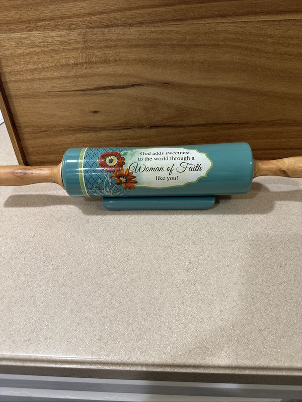 Abbey Press Woman of Faith Rolling Pin with Wooden Handles Vintage gallery