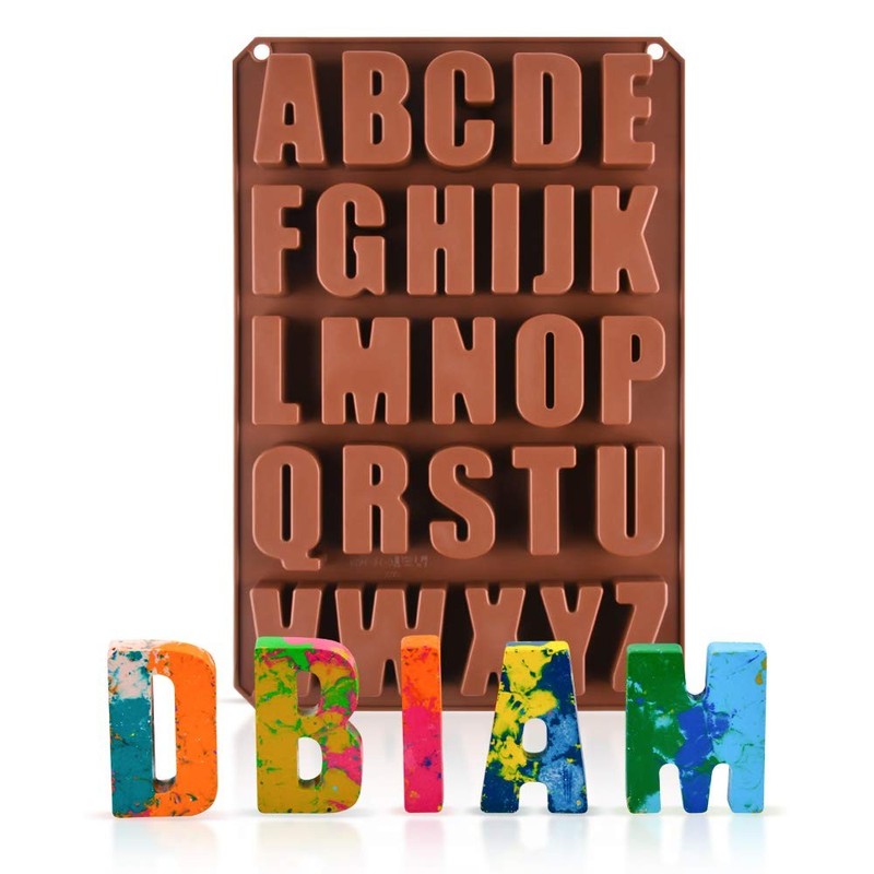 26 Cavity Large Letter Molds Silicone Alphabet Mold for Crayon Resin Chocolate