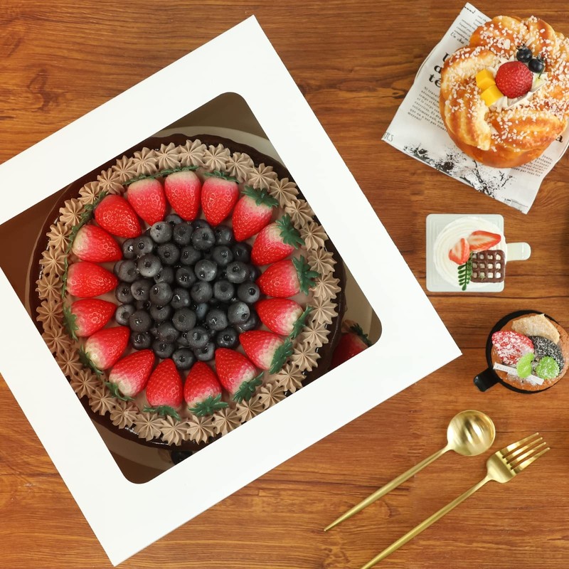 10 PCS White Bakery Cake Box Window Tall Dessert Cardboard 12x12x8 Inch gallery