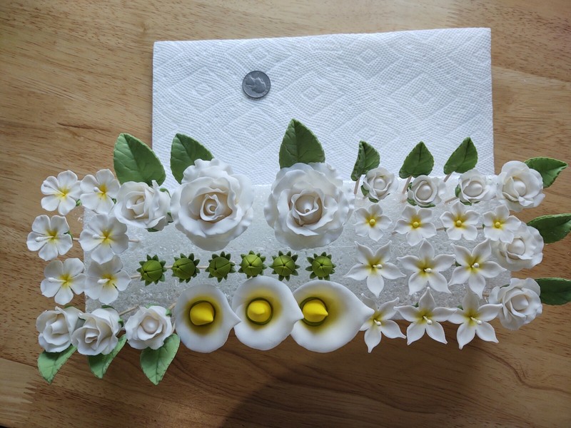 WHITE WEDDING GUM PASTE ASSORTMENT: Decorate Your Own Cake! (or other colours) gallery