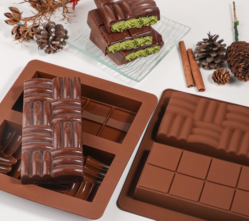 Dubai Chocolate Bar Molds 2 Pack 1 Inch Deep Silicone Chocolate Molds for Stu... gallery