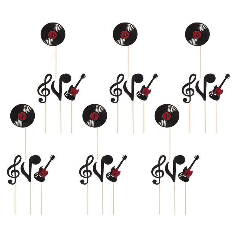 24 Pcs Music Party Decoration Cake Topper Cocktail Food Fruit Toothpick Dessert gallery