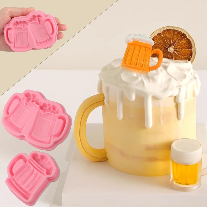 3 Pcs Beer Mug Chocolate Silicone Molds, Cute Wine Glass Shape Candy Fondant Mol gallery