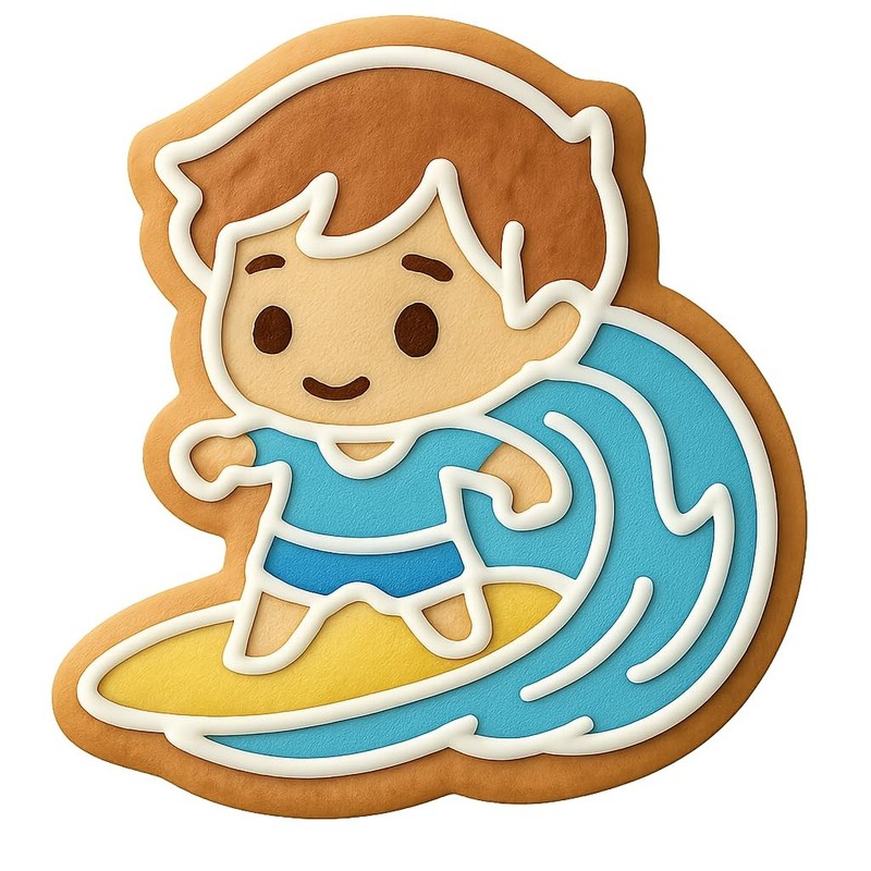 Wave Riding Chibi Boy Cookie Cutter & Stamp, Fondant & Clay - 4x3.2 gallery