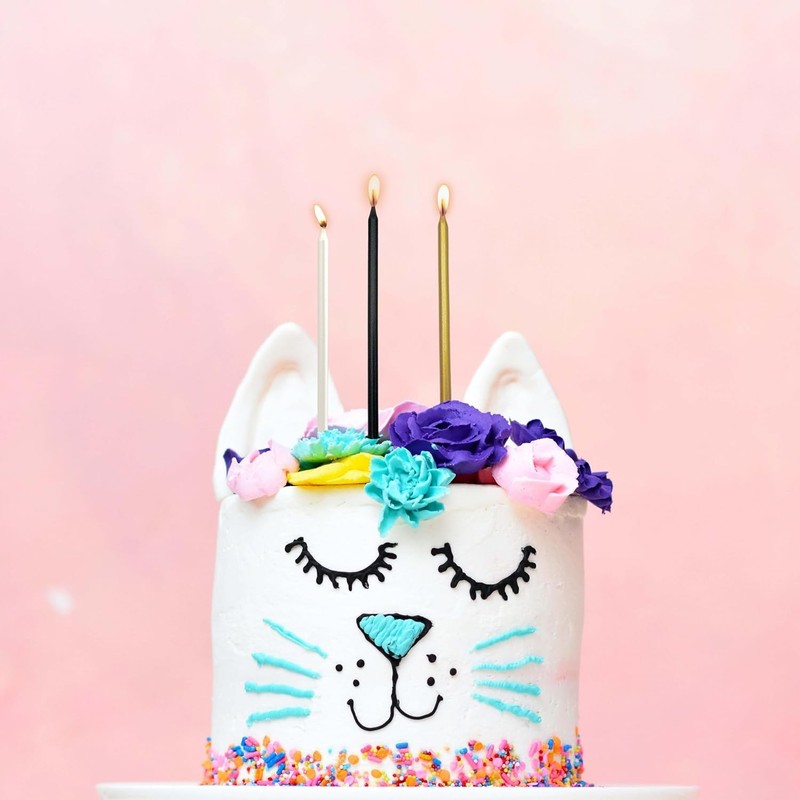 24 pcs 5.1 inches Long Tall Black Birthday Candles for Cake is Cake Decorations gallery