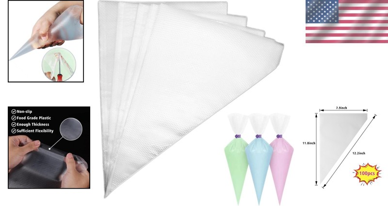 Cake Decorating Piping Bags 100pcs Disposable Non Slip Thick Frosting gallery