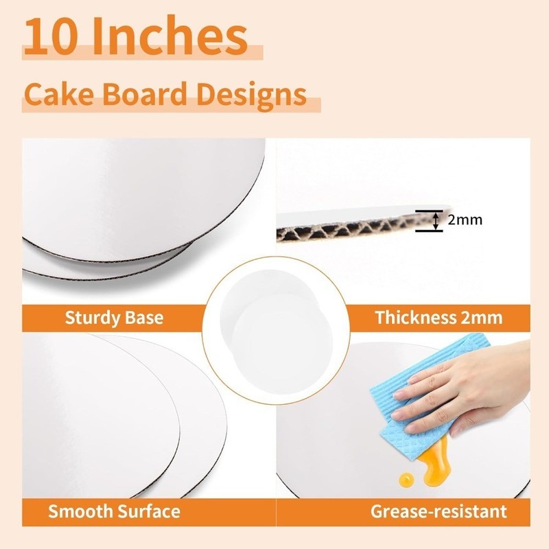 10 Inch Cake Box with Clear Window, 2 Pack Disposable Cake Carrier with Boards, gallery
