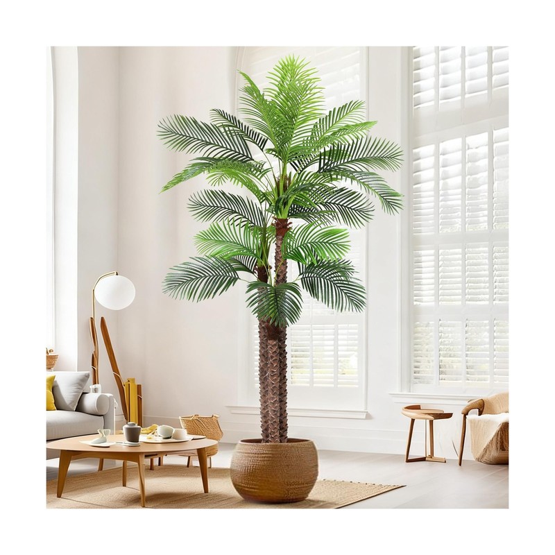 9ft Large Artificial Palm Tree for Outdoors Faux Triple Phoenix Palm with 31 ...