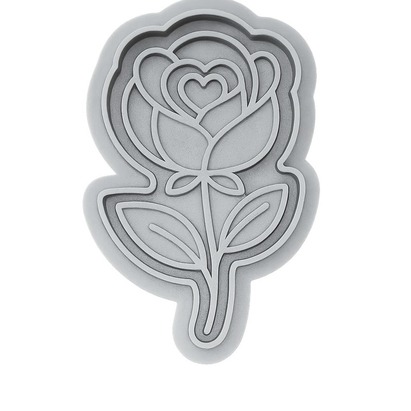 Anniversary Rose Heart Cookie Cutter - 4x3" Romantic Baking Design gallery