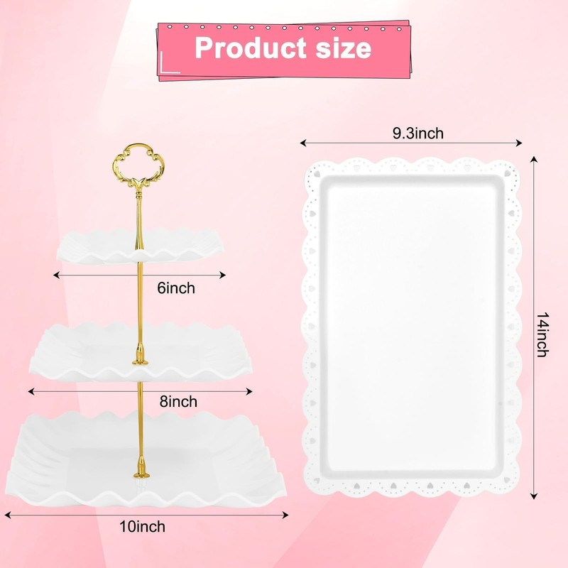 5 Pcs Dessert Table Display Set - 2 Pcs 3-Tier Dessert Display Stands & 3 Pcs... gallery