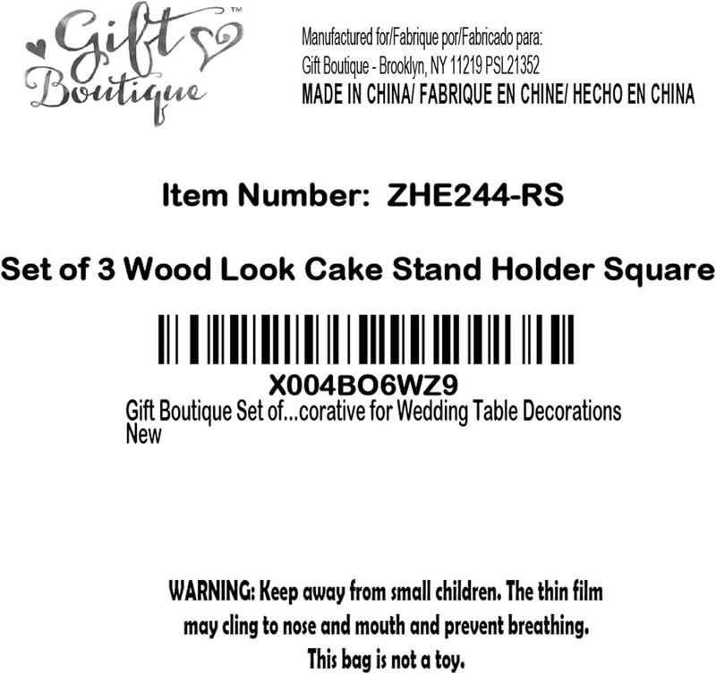 Wood Look Cake Stand Holder Set of 3 Square Cardboard Dessert Display Stands 8 1 gallery