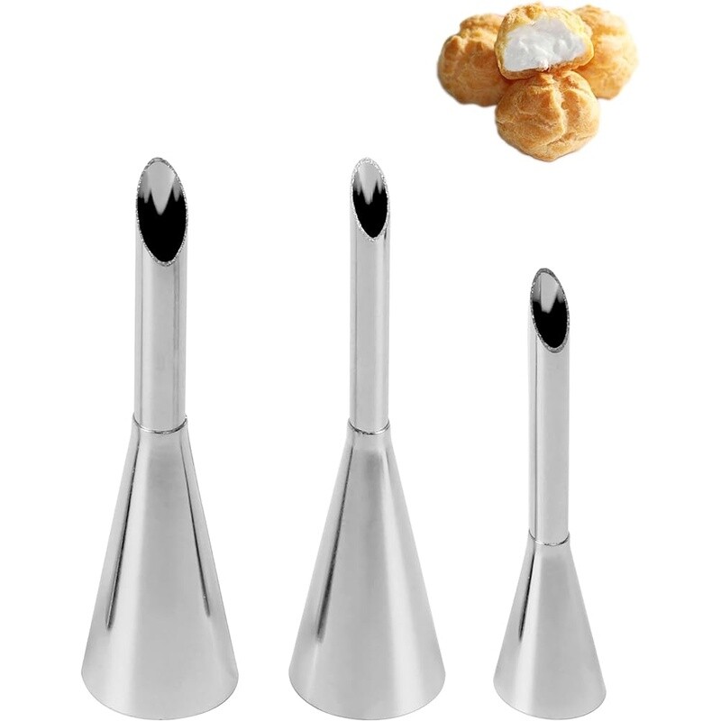 3Pcs Stainless Steel Cream Puff Icing Piping Nozzles Decorating Tools Baking New gallery