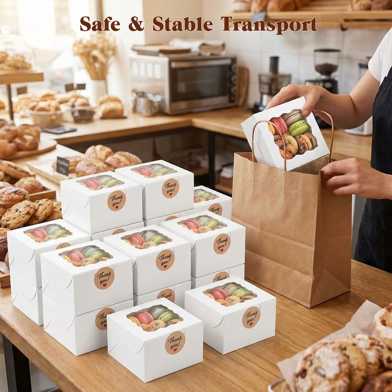 50 PCS Cookie Boxes 4x4x2.5 Inch Mini Bakery Window Cupcake Pastry Candy gallery