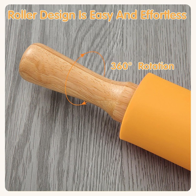 10 Pack Small Rolling Pin for Kids | 9 Inch Small Dough Roller with Wood Handle, gallery