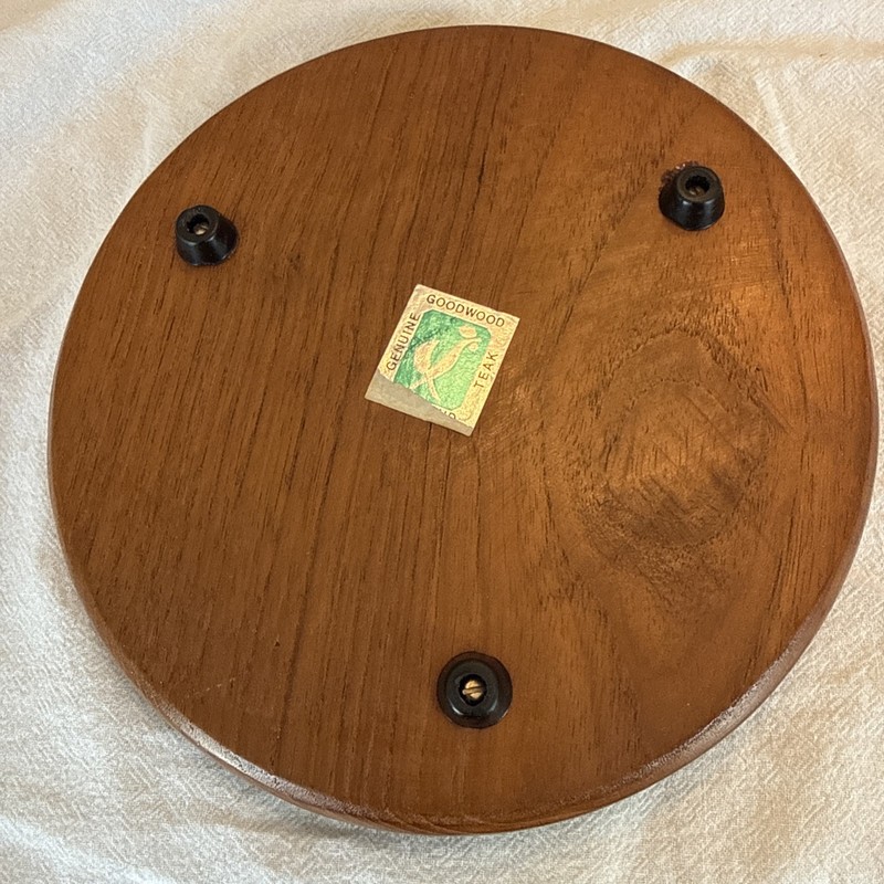 Vintage Goodwood Teak Wood LILY Covered Glass Cloche Dome Tray 8x5” gallery