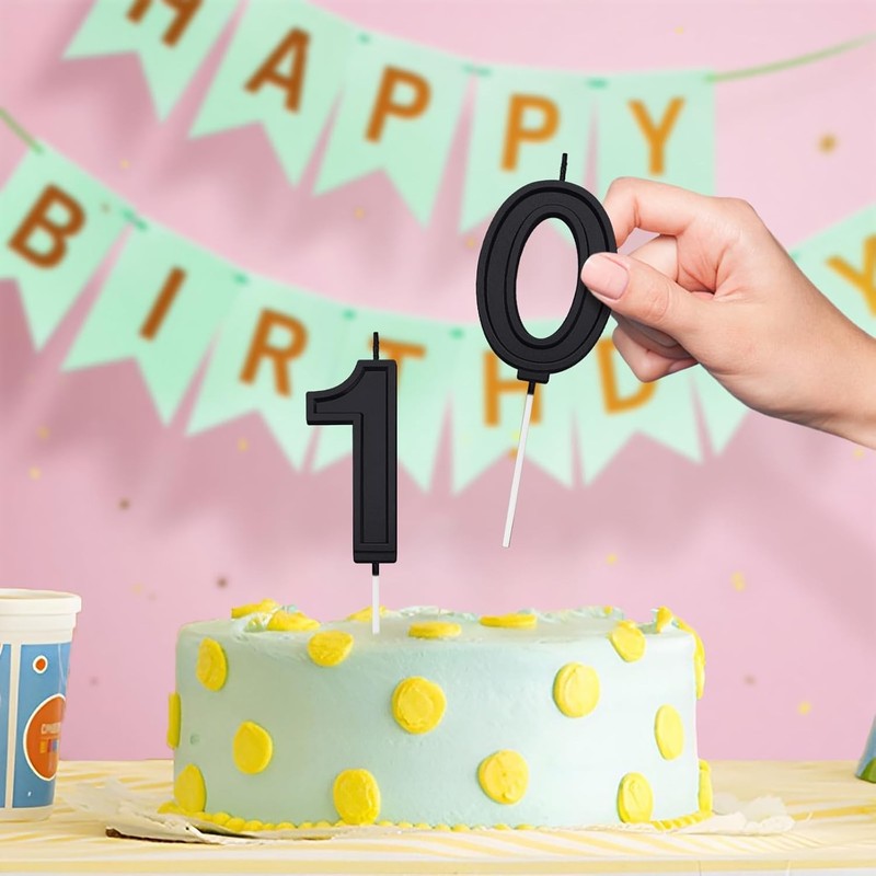 Black 1 Number Birthday Candles for Cake, 2.76 Inch Cake Topper Number 1 Candles gallery