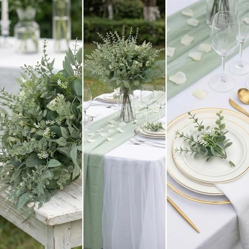 Pcs Artificial Mixed Eucalyptus Stems Bulk, 5 Kinds of Fauxery 130 Green gallery