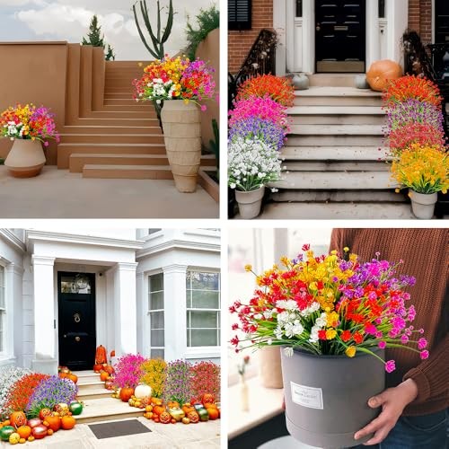 10 Bundles Outdoor Artificial Faux Flowers UV Resistant No Fade Fake Fuchsia gallery