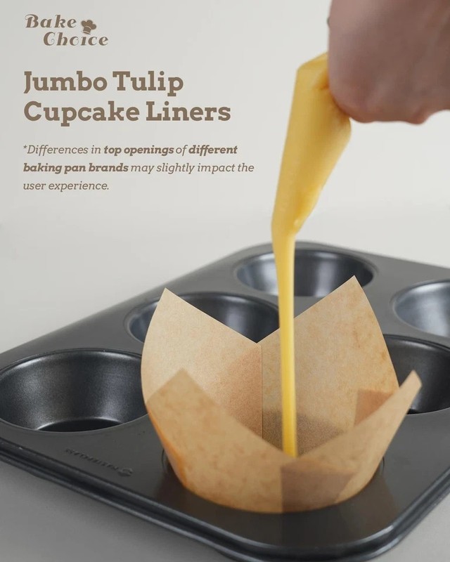 Bake Choice 100pcs Natural Jumbo Tulip Cupcake Liners for Jumbo, gallery
