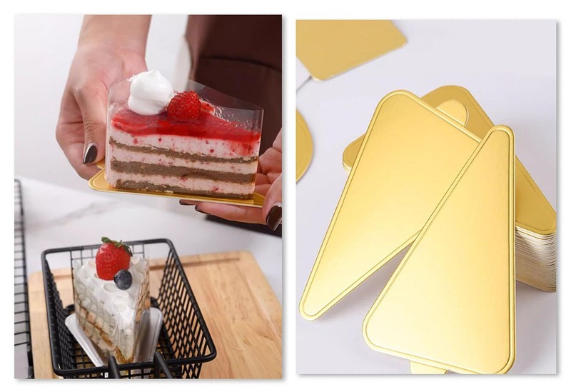 Mini Triangle Golden Cake Boards 100pcs Mousse Cupcake Base Paper Plates Tria... gallery