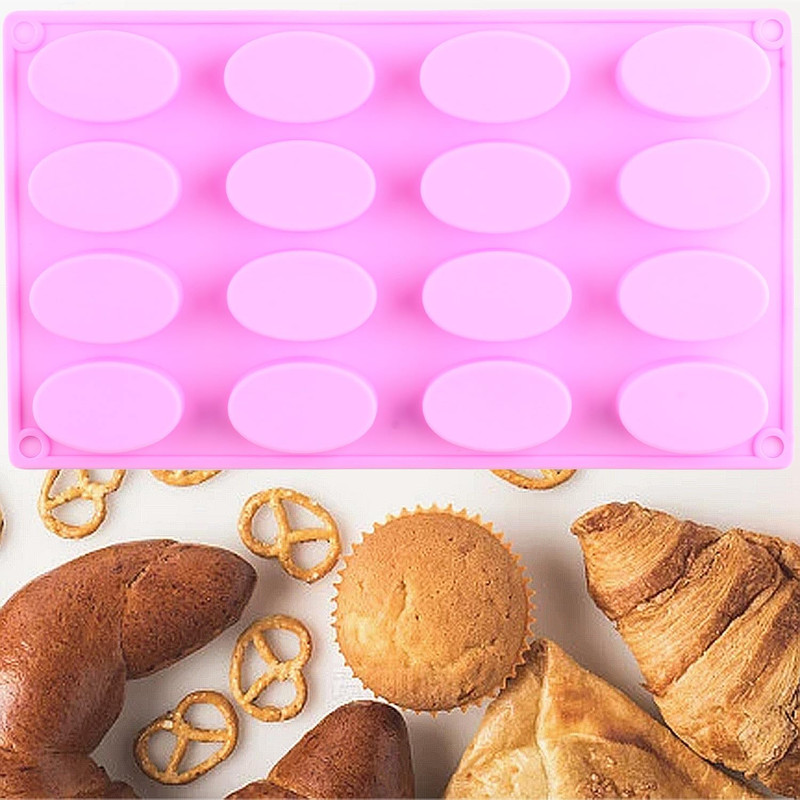 16 Cavity Oval Silicone Chocolate Molds for Chocolate Biscuit gallery